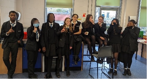 Y9 1 Club Y9 1 Club students smiling at the camera