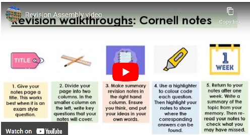 Cornell notes a revision tool