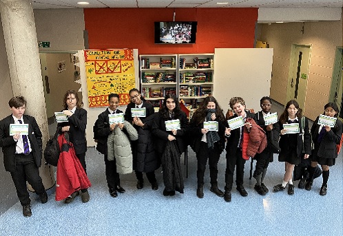 Y8 1 Club members Y8 One Club achievers getting ready for a pizza lunch on MOnday