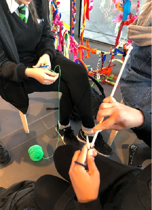 Y11 Students Crafting with Yarn